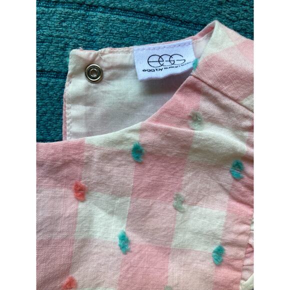 EGG Susan Lazar Romper Pink & White Gingham Dots ~ 12-18 Months Sweet & Adorable - Picture 3 of 6